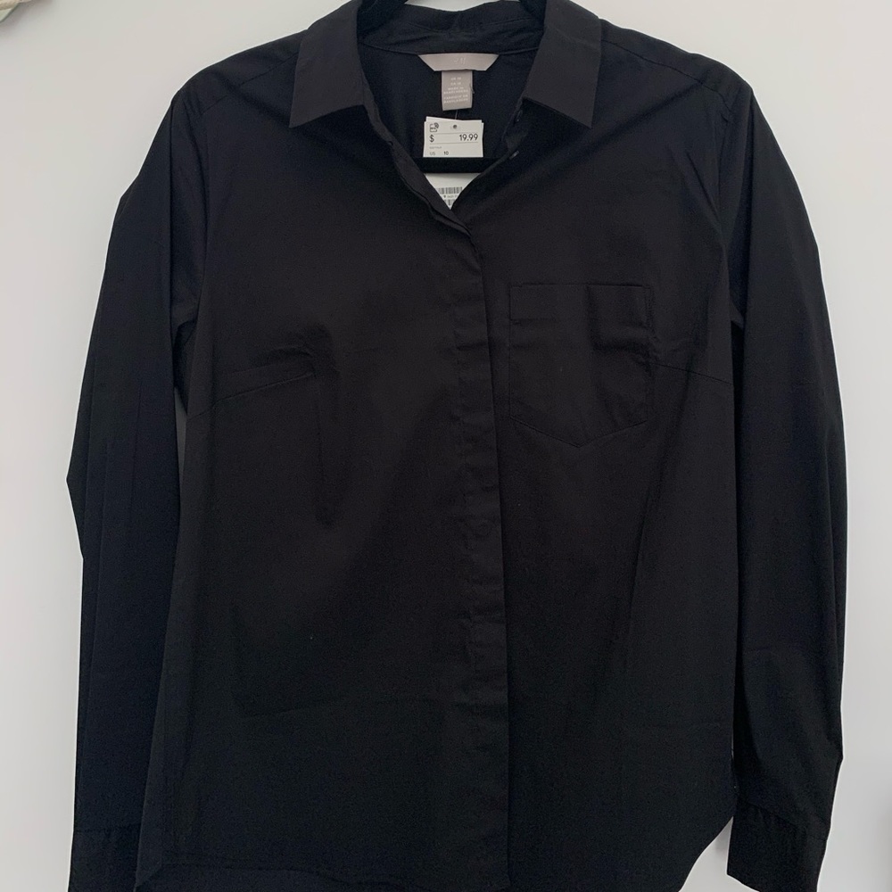 H&M Black Button Up Size 10 New w/ Tags